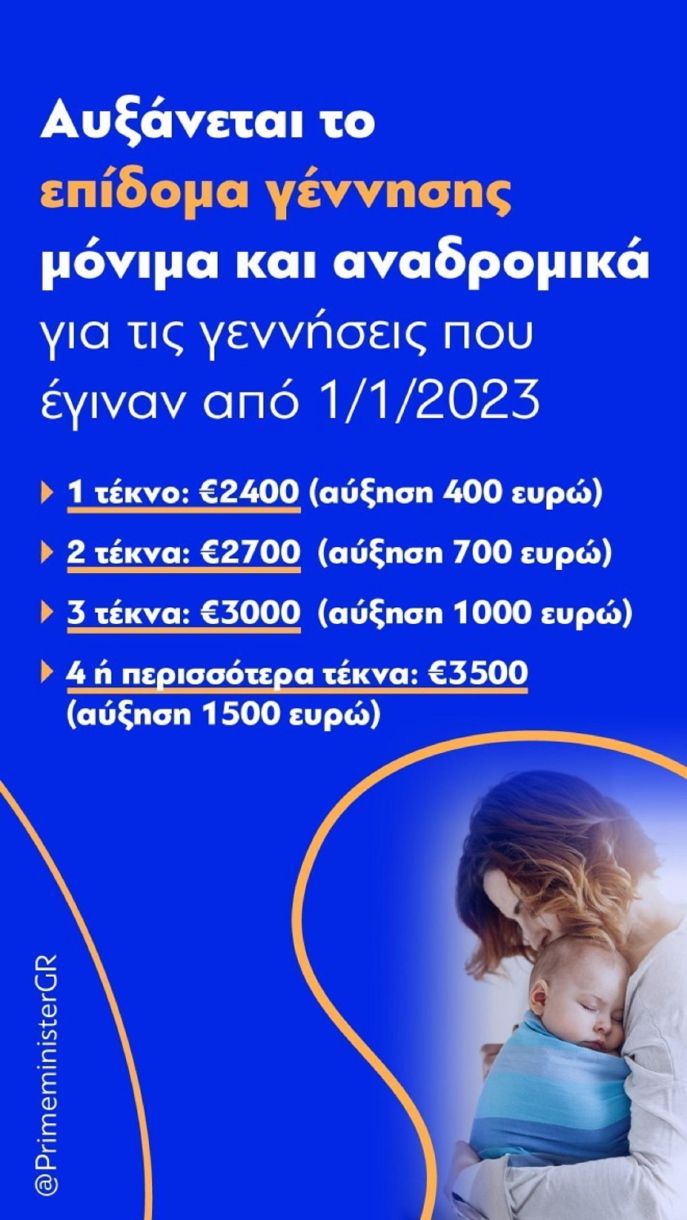 Γεννήστε γιατί χανόμαστε! Επίδομα ο βοήθειας 2.400 ευρώ!