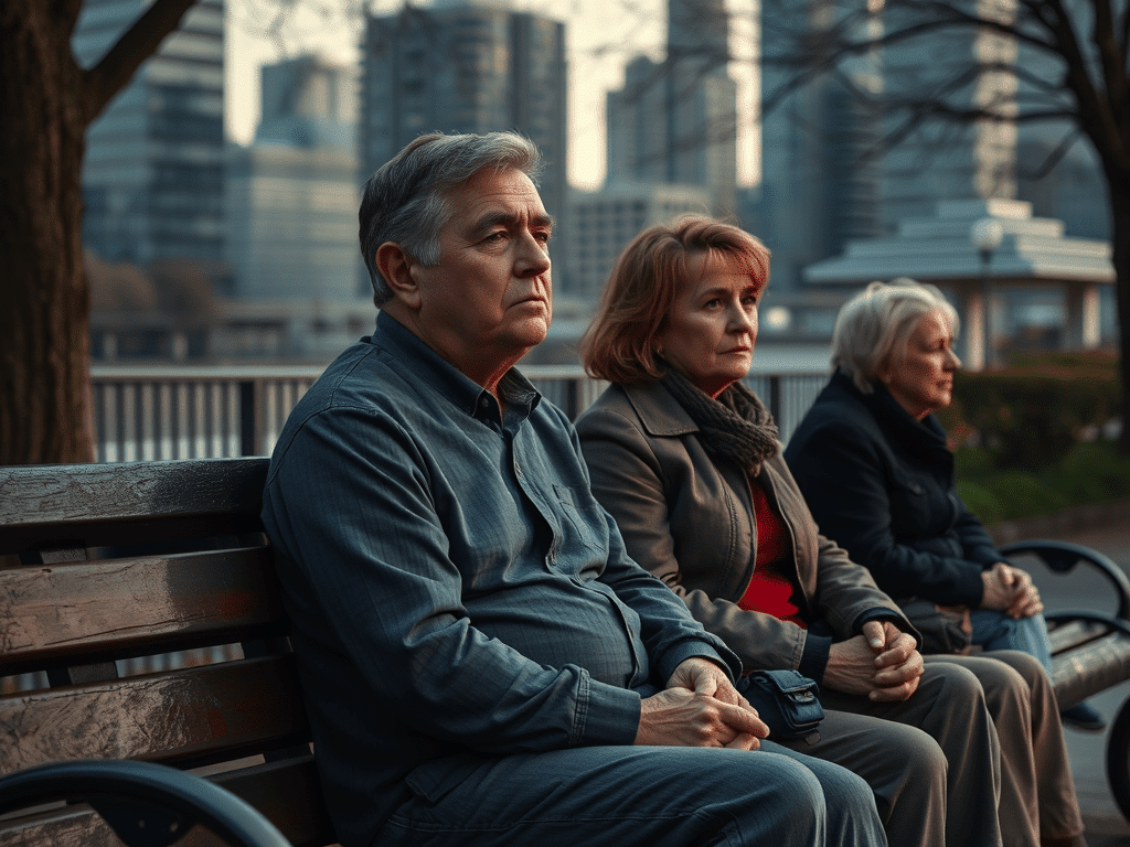 create an image depicting a somber scene illustrating unemployed individuals